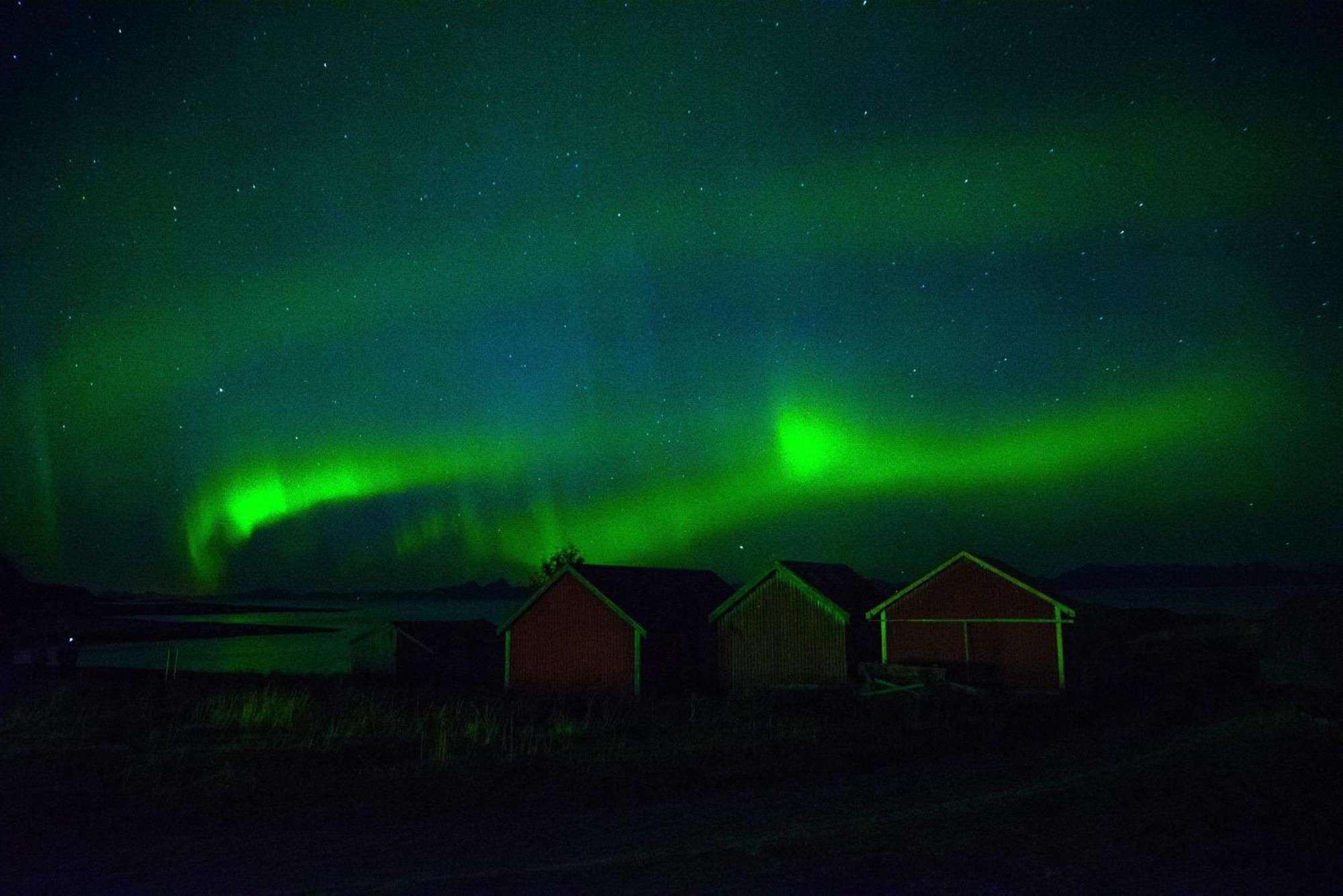 Lofoten Mountains Midnight Sun And Nothern Lights In